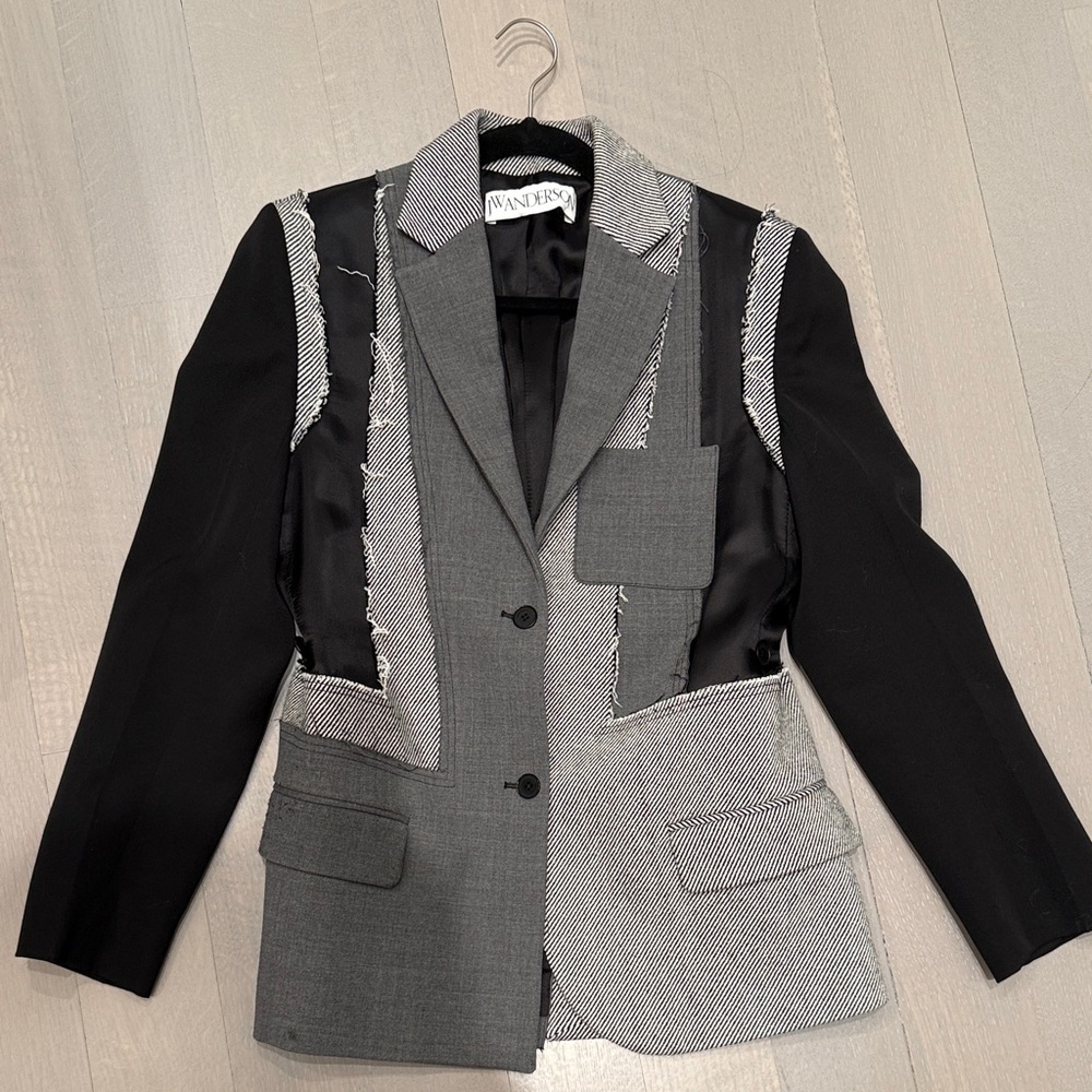 Jw Anderson Deconstructed Patchwork Blazer In Bla… - image 1